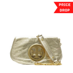 Tory Burch Metallic Gold Leather Reva Shoulder Bag