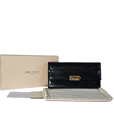 Jimmy Choo Reese Black Patent Leather Clutch