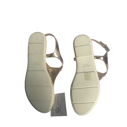 Prada T-bar Metallic Sandals Size 37