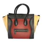 Celine Red Tri-Color Leather and Suede Mini Luggage Tote