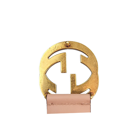 Gucci Pink Leather Interlocking Studded GG Buckle Belt 85