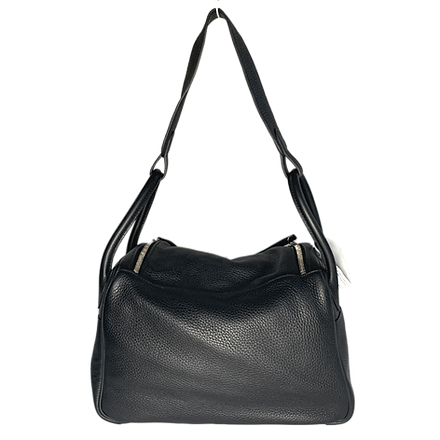 Hermes 30cm Black Clemence Leather Lindy Bag