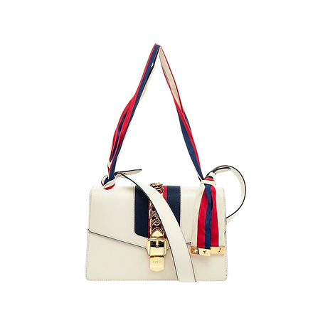 Gucci White Leather Sylvie Shoulder Bag