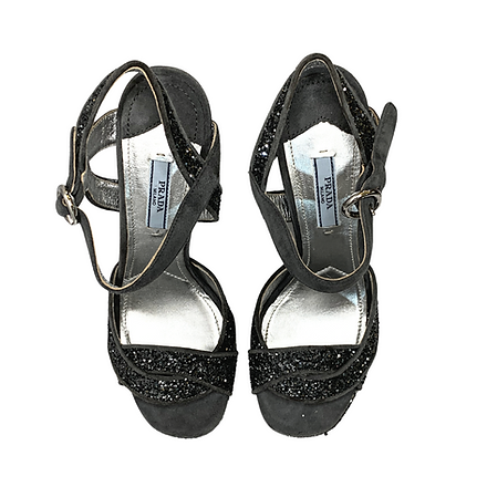 Prada Glitter-detail Buckle-strap Sandals