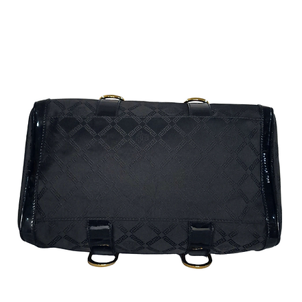 Versace Black Monogram Fabric and Leather Snap Out Of It Satchel