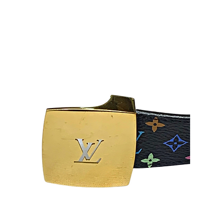 Louis Vuitton Black Multicolor Monogram Canvas LV Cut Belt