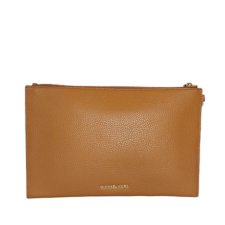 Michael Kors Tan Leather Sleek and Stylish Brown Pouch