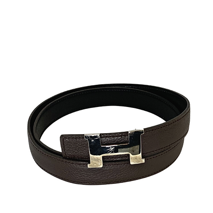 Hermes Black Leather Constance Reversible Belt