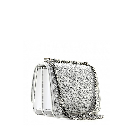 Burberry White/ Black Embossed Leather Crossbody Small