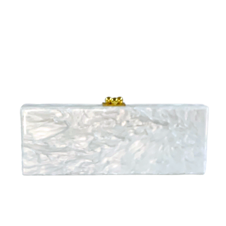 Edie Parker Flavia Handcrafted Happy Acrylic White Clutch Bag