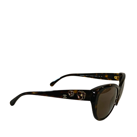 Chanel Brown Flower Detail Sunglasses