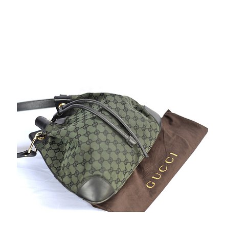 Gucci Monogram Drawstring Shoulder Bag Green
