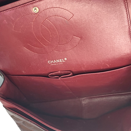Chanel Patent Burgundy Classic Flap Jumbo