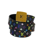 Louis Vuitton Black Multicolor Monogram Canvas LV Cut Belt