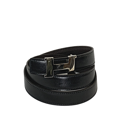 Hermes Black Leather Constance Reversible Belt