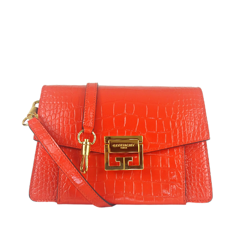 Givenchy GV3 Small Croc-effect Leather And Suede Shoulder Bag