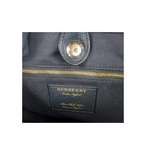 Burberry Large Banner Calf Leather House Check Black Tote