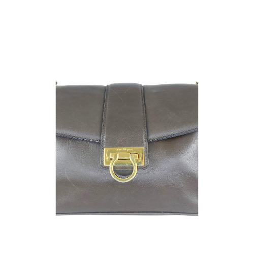 Salvatore Ferragamo Gancini Pocket Chain Convertible Bowler Bag Leather