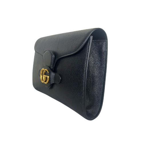 Gucci Black Leather Double G Clutch