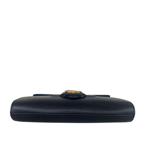 Gucci Smooth Black Leather Double G Party Clutch