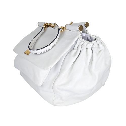 Dolce & Gabbana White Leather Large New Miss Sicily Top Handle Bag