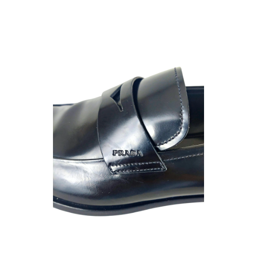 Prada Black Leather Penny Slip On Loafers Size 42