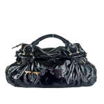 Salvatore Ferragamo Black Patent Leather Shoulder Bag