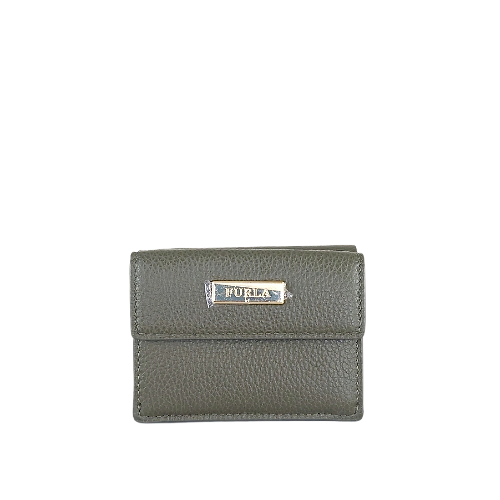 Furla Babylon Green Leather Folding Compact Wallet