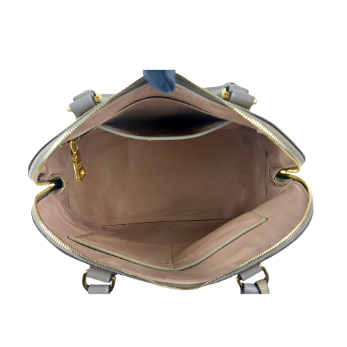 Prada Pomenade Saffiano Medium Two Tone Leather Dome Satchel