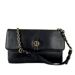 Giorgio Armani Black Leather Wallet on Chain