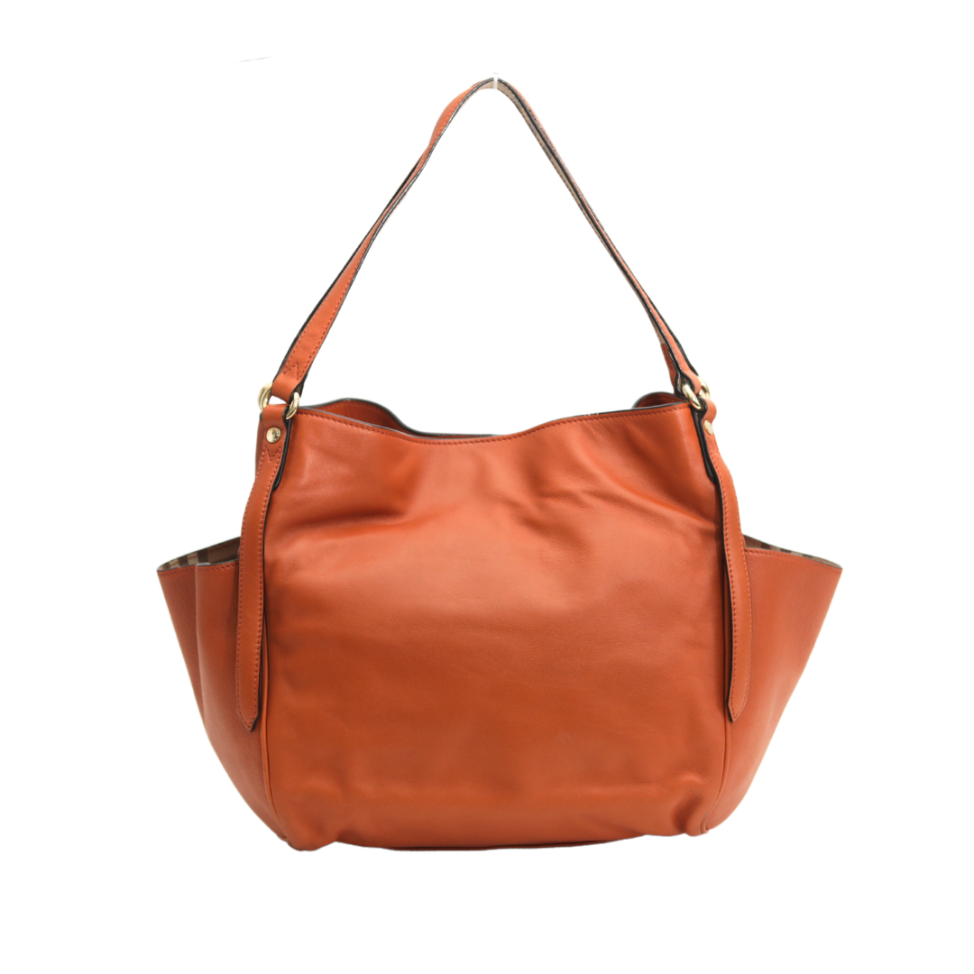 Burberry Canterbury Smooth Orange Leather Tote Bag