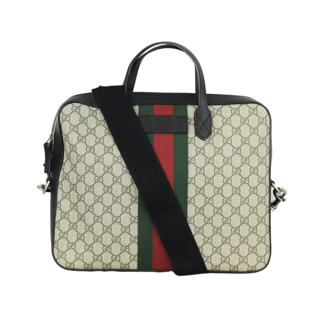 Gucci Web Detail GG Supreme Canvas Men's Briefcase