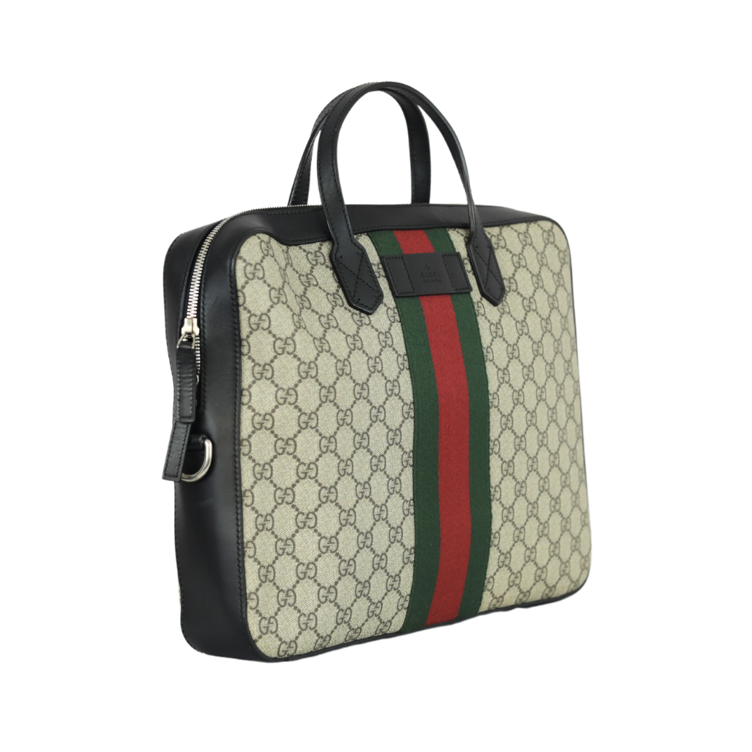 Gucci Web Detail GG Supreme Canvas Men's Briefcase