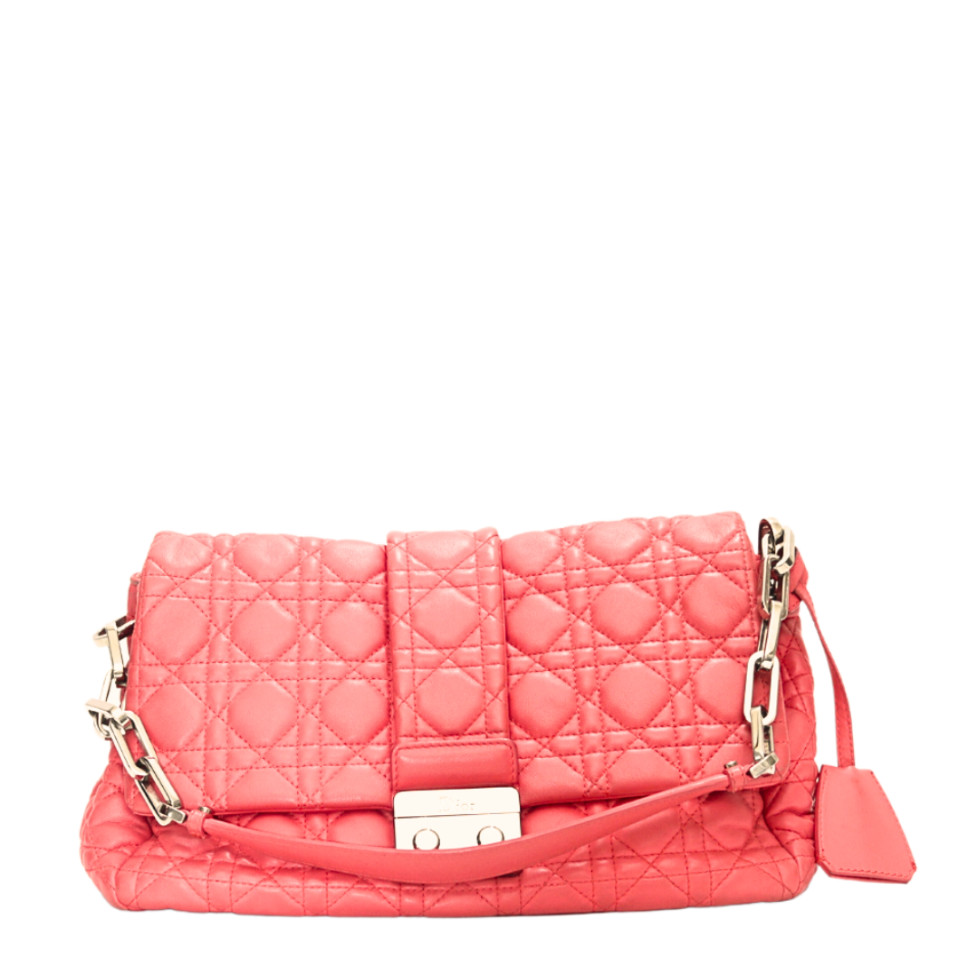 Christian Dior Red Cannage Quilted Lambskin Leather New Lock Flap Bag