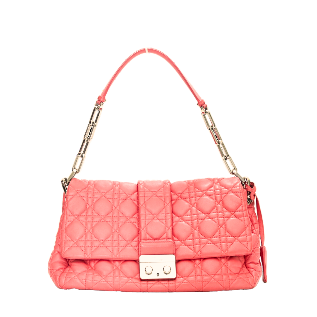 Christian Dior Red Cannage Quilted Lambskin Leather New Lock Flap Bag