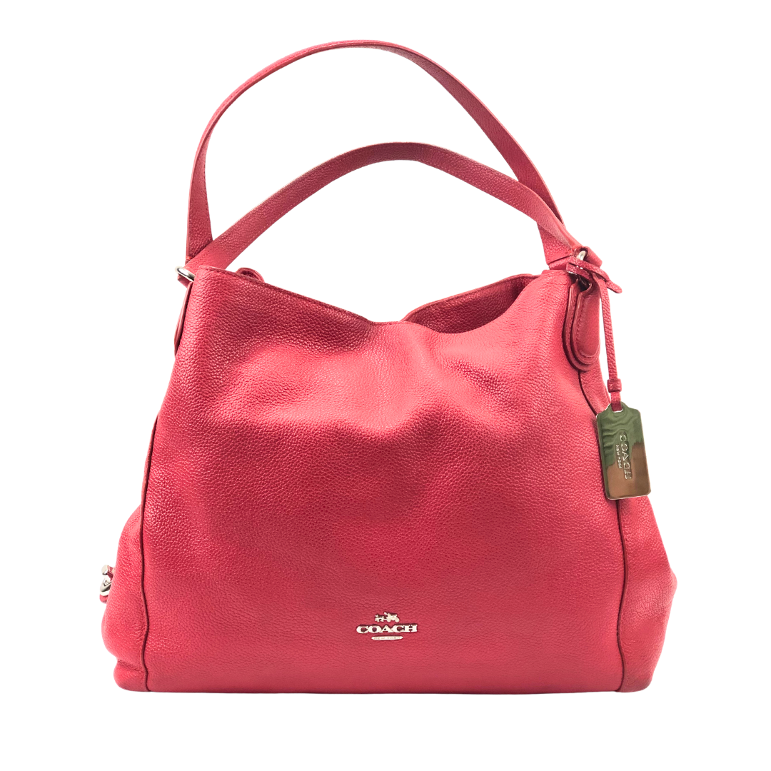 Coach Red Pebbled Leather Edie 28 Shoulder Bag