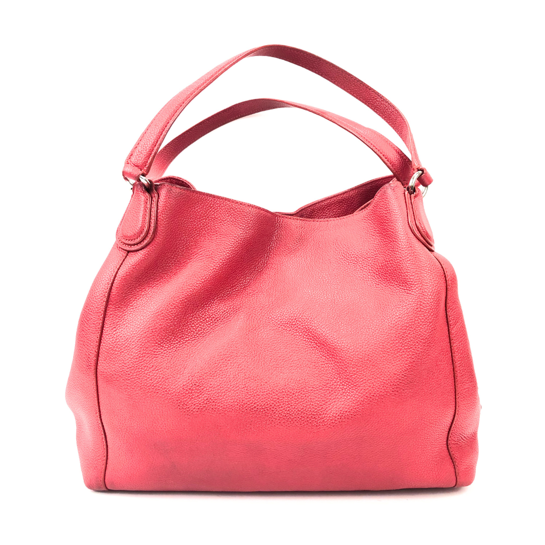 Coach Red Pebbled Leather Edie 28 Shoulder Bag