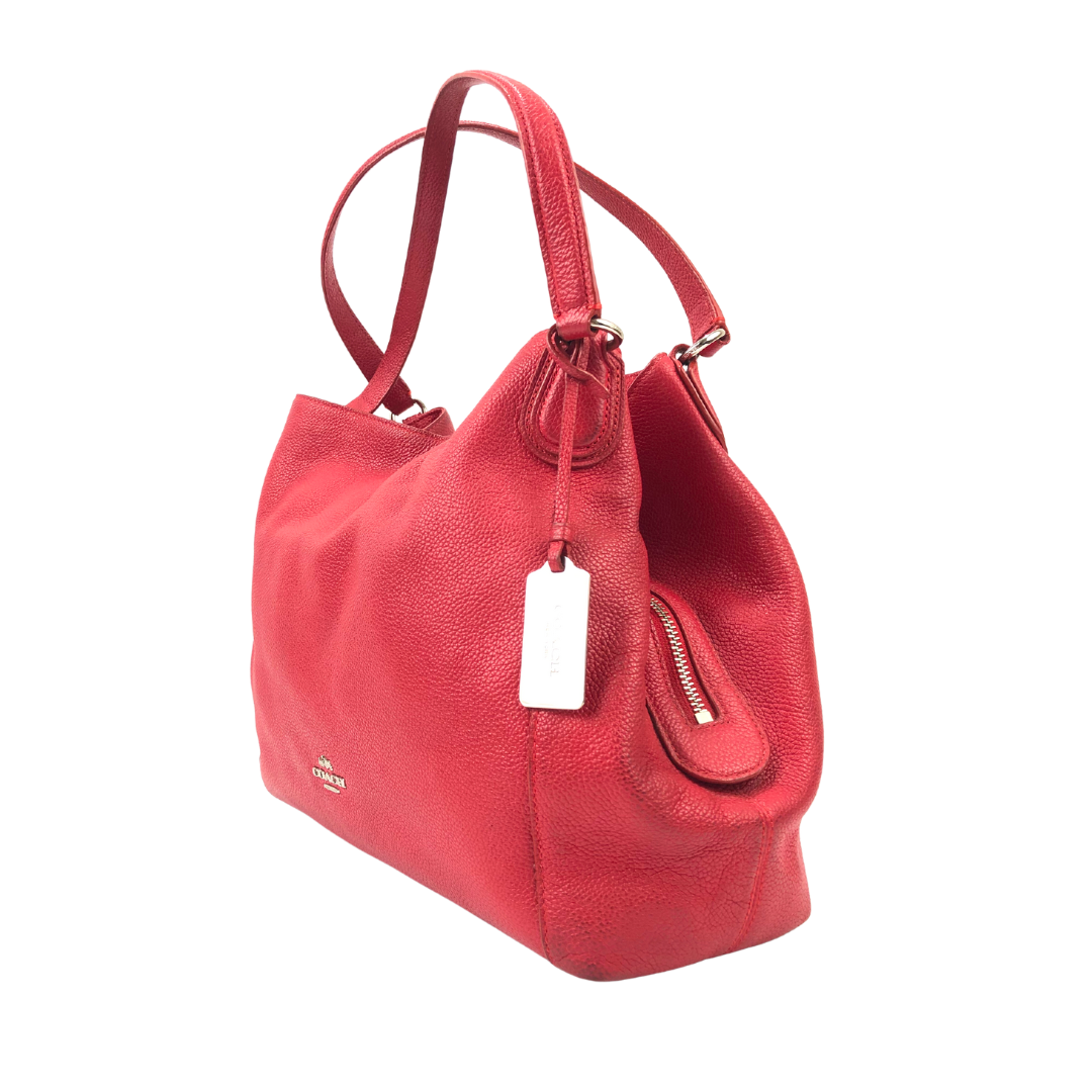 Coach Red Pebbled Leather Edie 28 Shoulder Bag