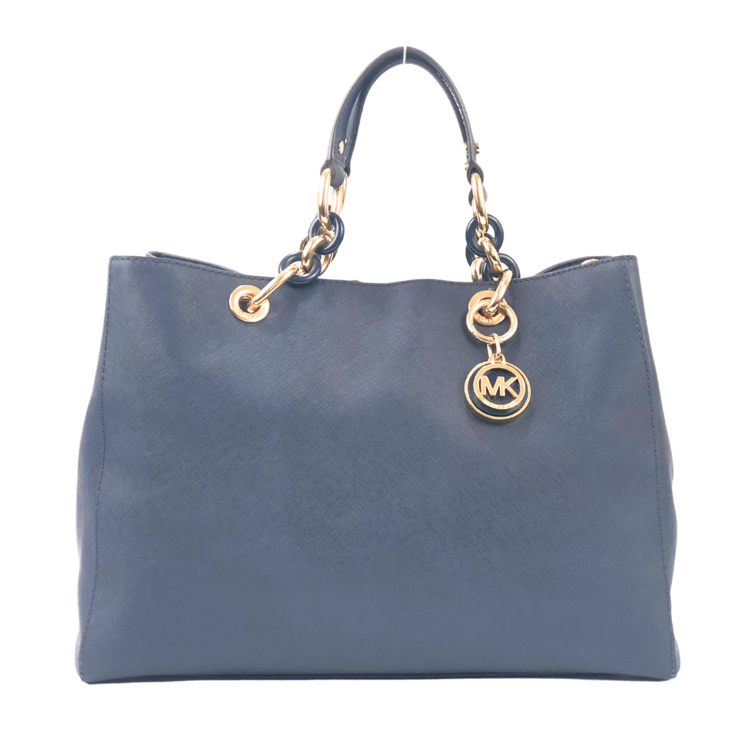 Michael Kors Blue Saffiano Leather Medium Cynthia Tote