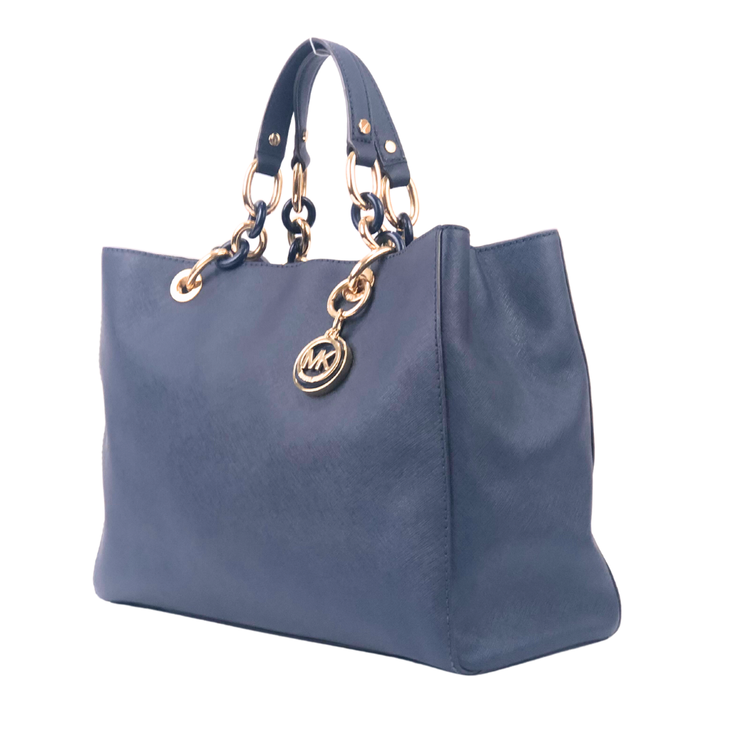 Michael Kors Blue Saffiano Leather Medium Cynthia Tote