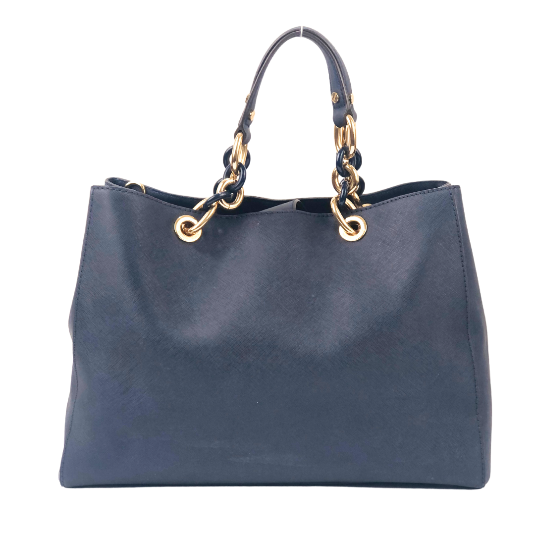 Michael Kors Blue Saffiano Leather Medium Cynthia Tote