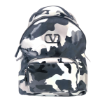 Valentino Garavani Leather Trimmed Camouflage Print Canvas Backpack