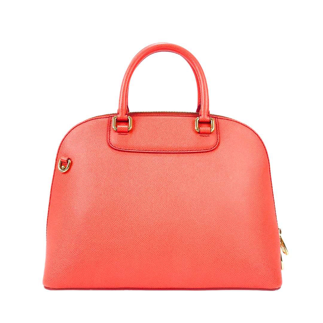 Dolce & Gabbana Coral Orange Leather Megan Dome Satchel