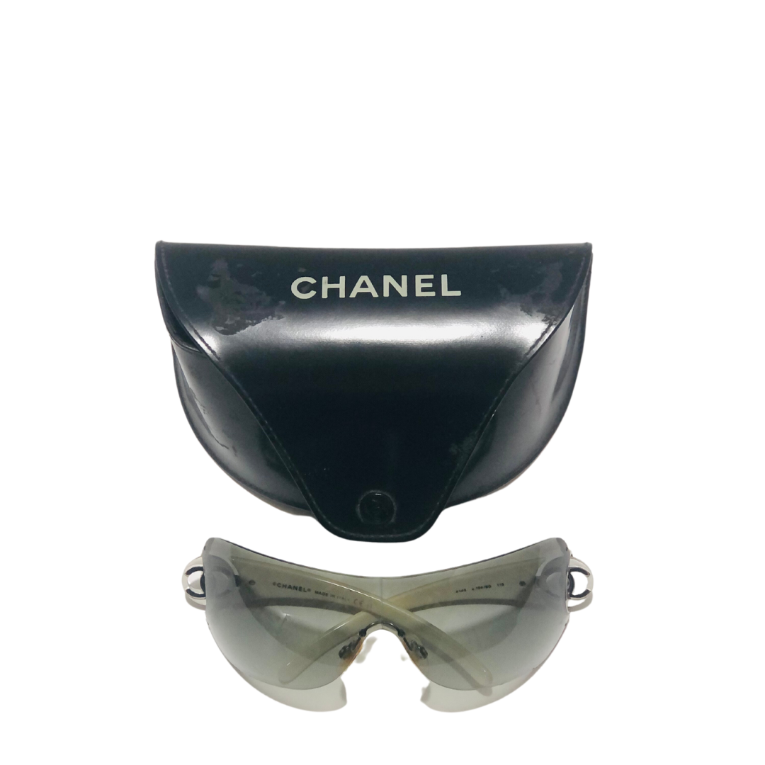 Chanel White Frames Oversized Shield 4145 c.124/ 8G Women's Sunglasses