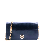 Tory Burch Navy Blue Saffiano Leather Flap Wallet on Chain