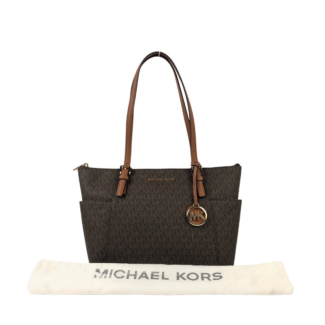 Michael Kors Women Brown MK Sigil Medium Tote Bag With Charm