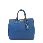 Prada Blue Vitello Diano Top Handle Bag