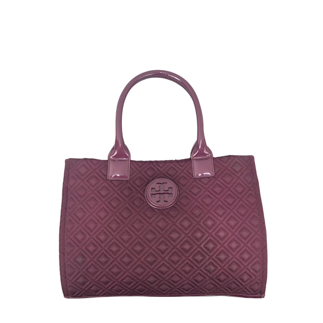 Tory Burch Purple Mini Ella Quilted Leather Tote