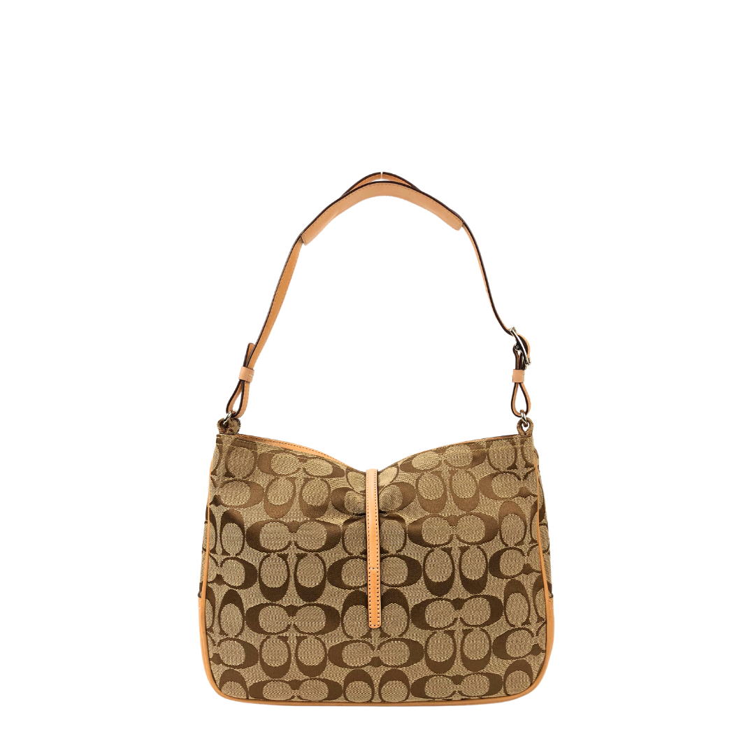 Coach Signature Monogram Canvas Hampton Clip Shoulder Bag