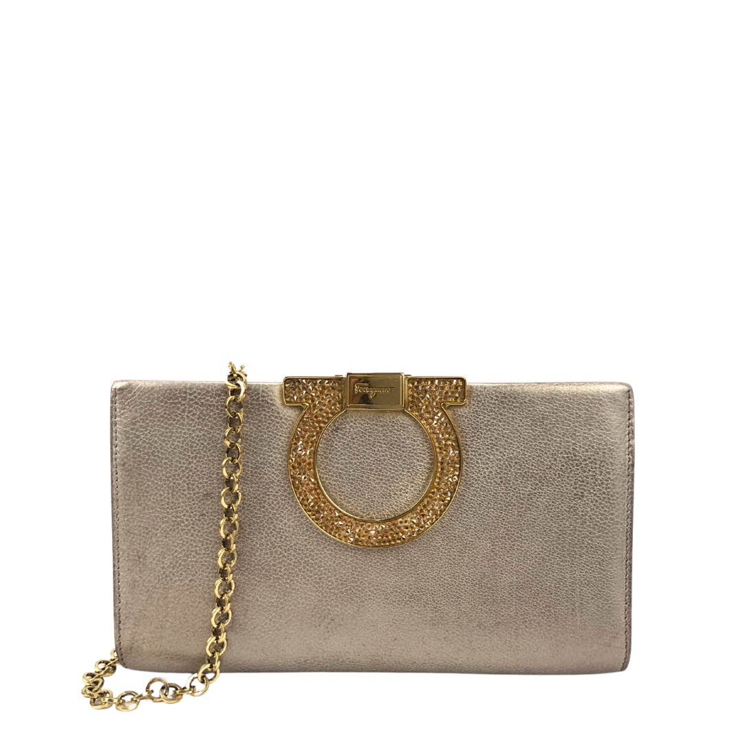 Salvatore Ferragamo Satin Gancini Musetta Clutch